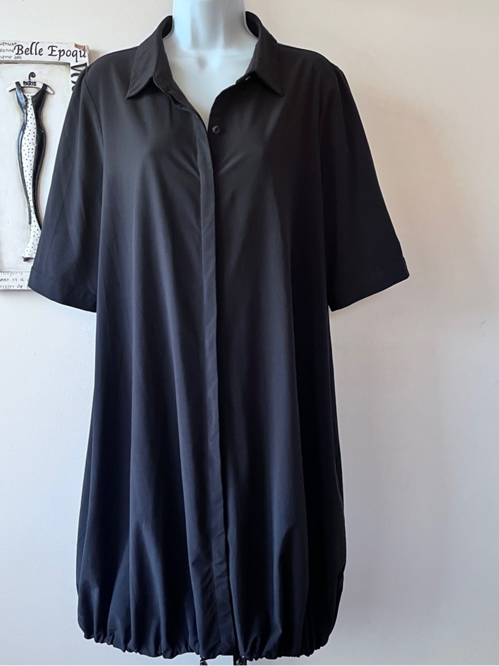 Chico’s Zenergy Sporty Short Sleeve Black Bubble Hem Shirtdress Size 2 US 12/14
